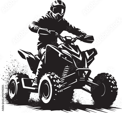 ATV Quad bike vehicle rider silhouette vector illustration isolated on a white background