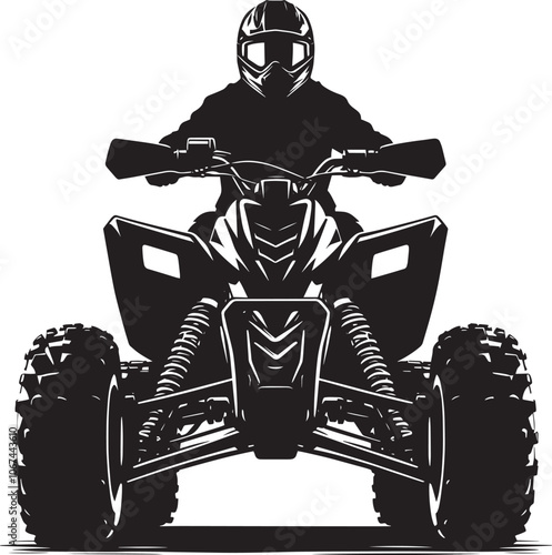 ATV Quad bike vehicle rider silhouette vector illustration isolated on a white background