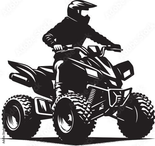 ATV Quad bike vehicle rider silhouette vector illustration isolated on a white background