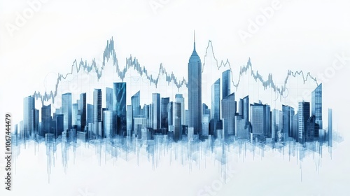 Urban skyline with financial graph elements, symbolizing economic growth and investment opportunities in a modern city. photo