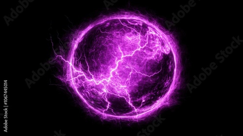 Purple Energy Sphere with Lightning Effects