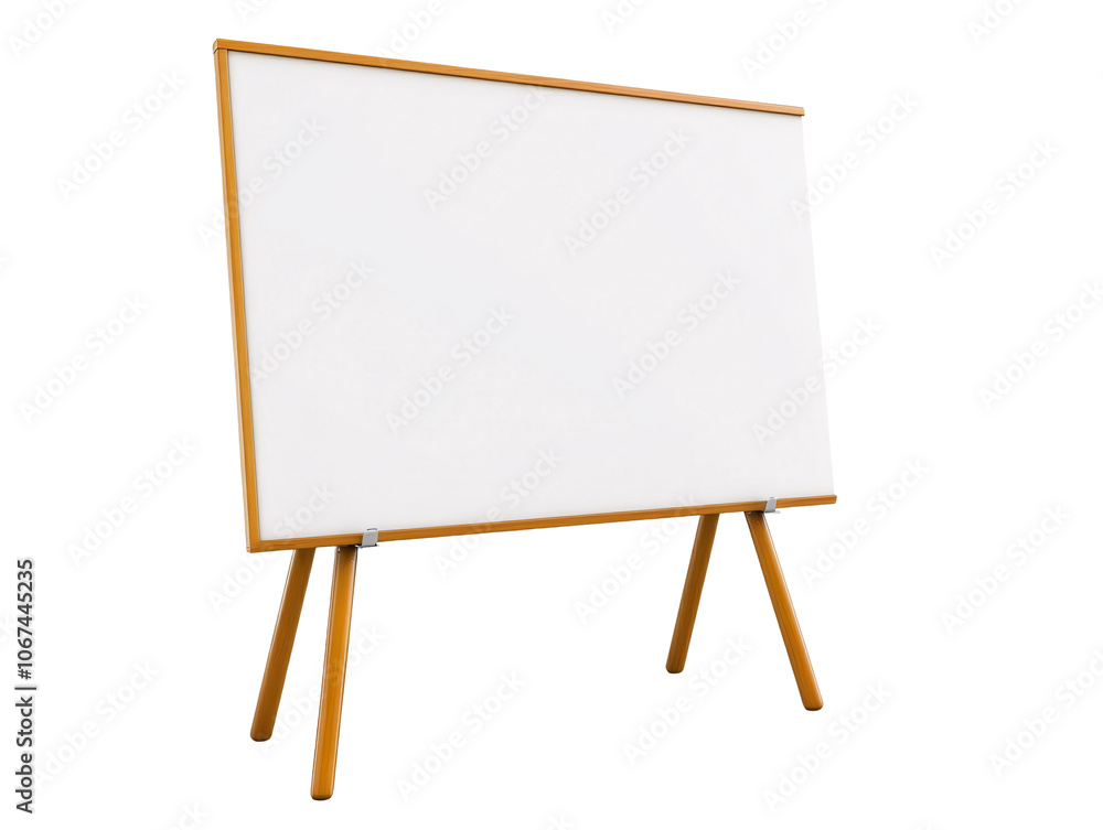 a white board with wooden legs a white board with wooden legs
