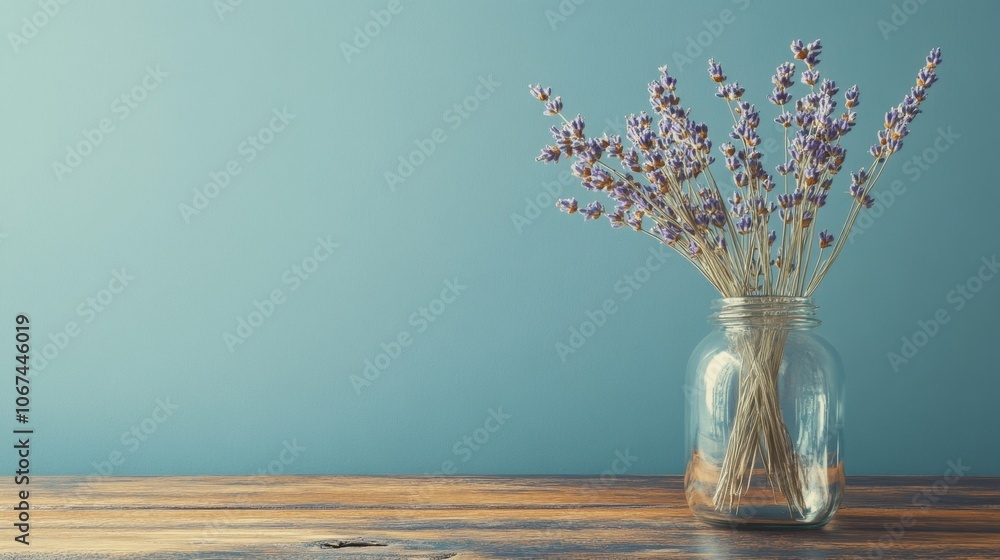 Lavender in a Jar on Rustic Wooden Table Lavender in a Jar on Rustic Wooden Table