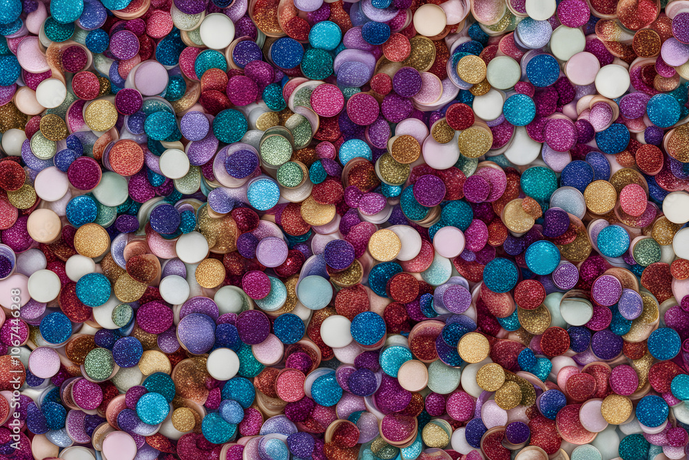 Multicolored glitter mix in a circular shape soft blend and bright sparkle, AI Generated Multicolored glitter mix in a circular shape soft blend and bright sparkle, AI Generated