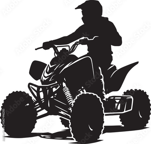 ATV Quad bike vehicle rider silhouette vector illustration isolated on a white background