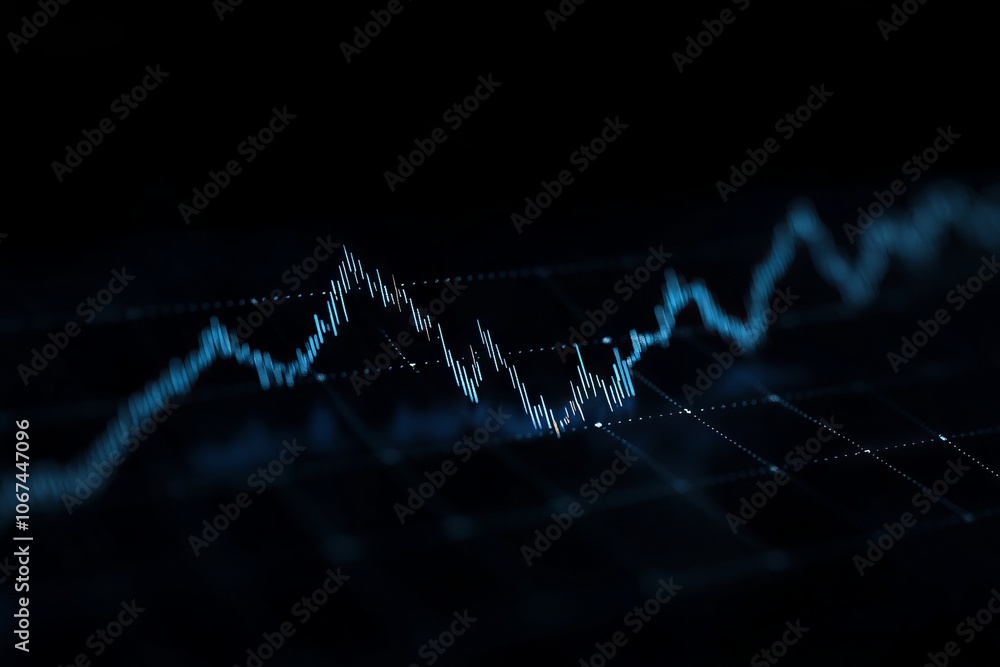 Hyper-Realistic Diaphragm Line Chart of Stock Market on Black Background. AI generated illustration Hyper-Realistic Diaphragm Line Chart of Stock Market on Black Background. AI generated illustration