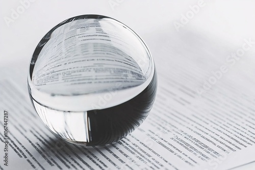 Glass Sphere Reflecting a Legal Document - Business Concept