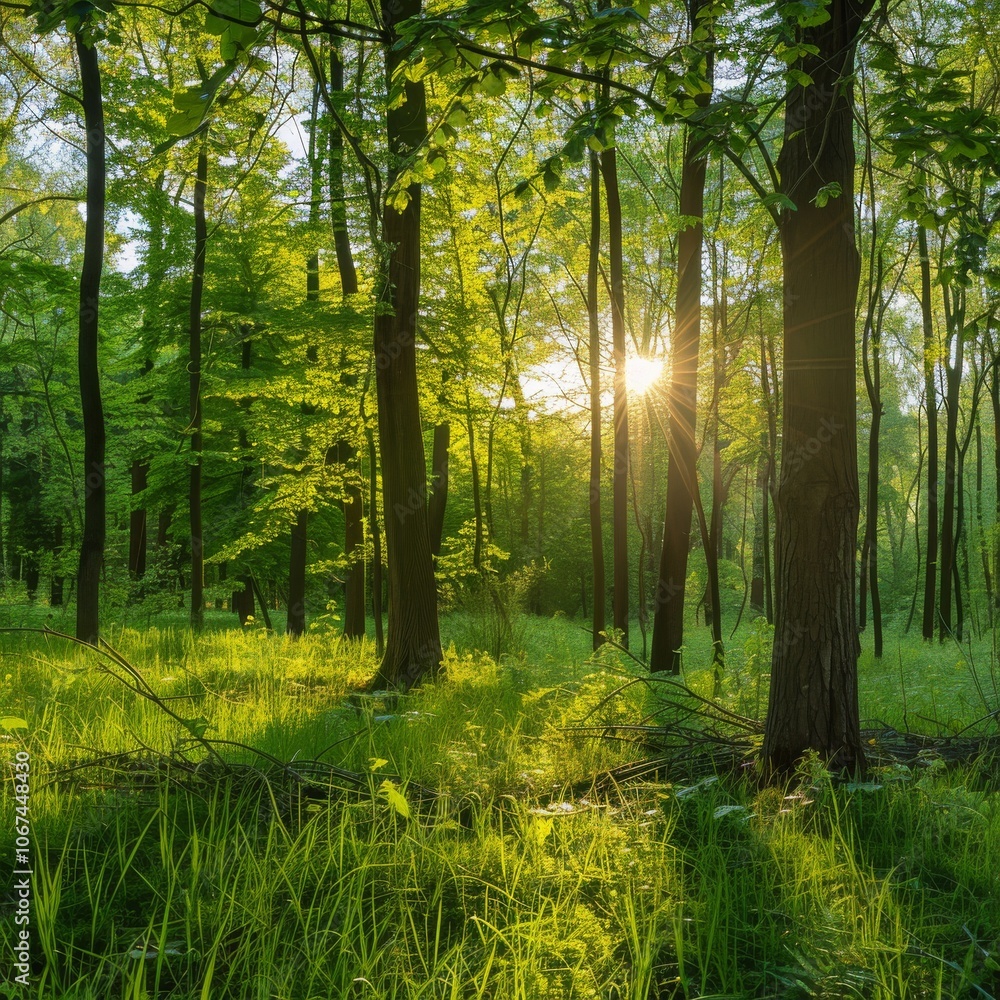 Beautiful sunny morning in the green forest - Beautiful sunny morning in the green forest -