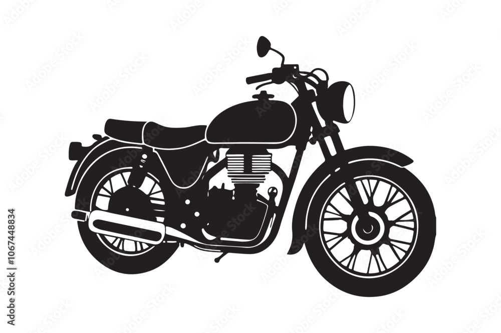 Fototapeta premium Royal Enfield motorbike Silhouette vector illustration, Motorbike Silhouette vector