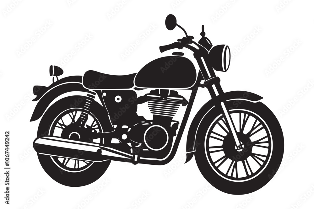 Fototapeta premium Royal Enfield motorbike Silhouette vector illustration, Motorbike Silhouette vector