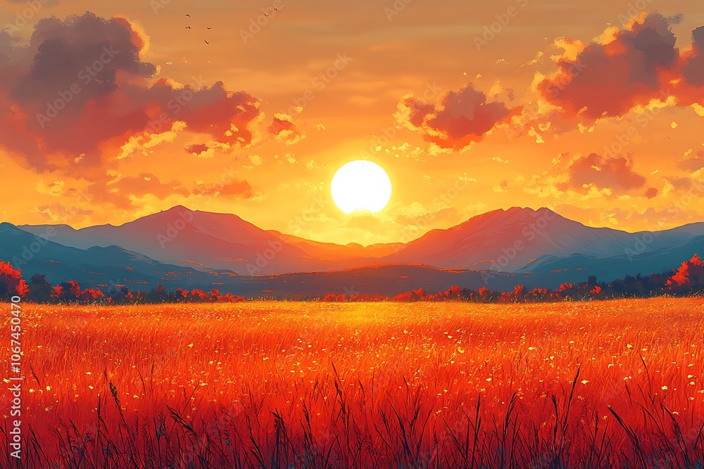 Beautiful landscape - autumn forest during sunset, orange leaves. hand painted picture
Beautiful landscape - autumn forest during sunset, orange leaves. hand painted picture