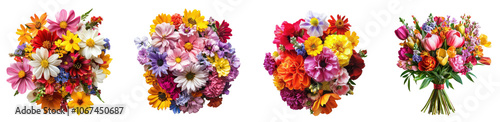 Colorful Flower Bouquets for Floral Arrangements, Gifts, and Beautiful Nature Display PNG Icon on transparent background