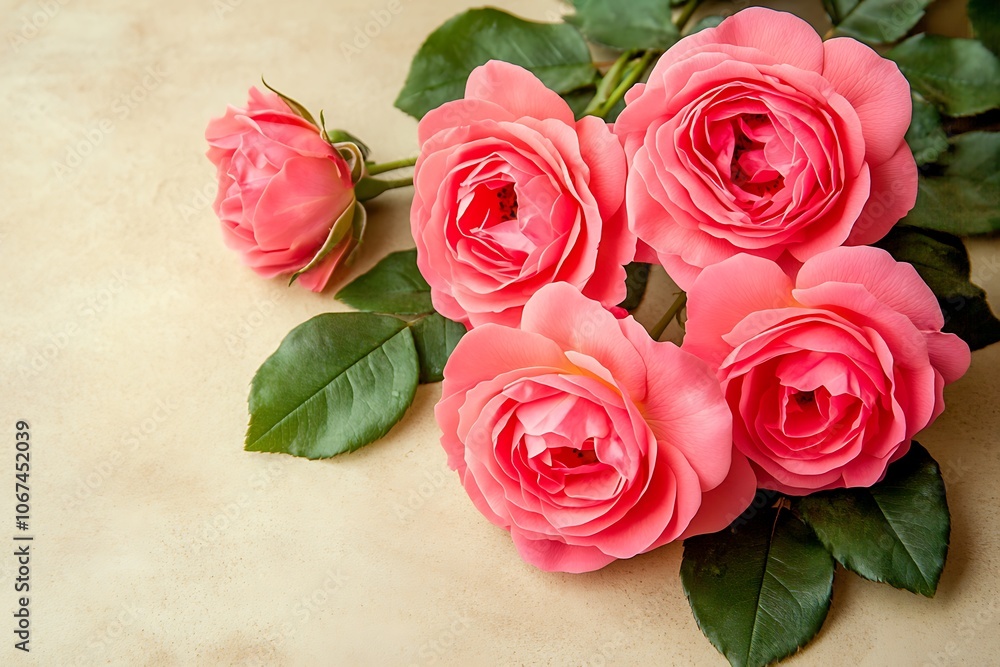 Floral pattern with pink rose flowers and leaves white background. Flat lay, Top view. Flowers texture.
Floral pattern with pink rose flowers and leaves white background. Flat lay, Top view. Flowers texture.