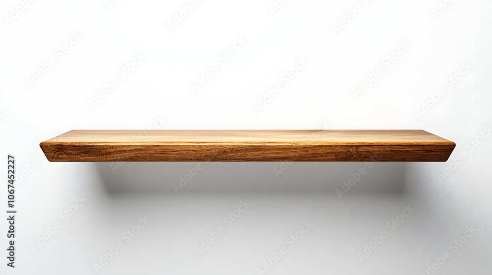Stylish Single Wooden Wall Shelf on a Pure White Background A Minimalist Small Shelf Perfect for Displaying Decor in Compact Spaces Stylish Single Wooden Wall Shelf on a Pure White Background A Minimalist Small Shelf Perfect for Displaying Decor in Compact Spaces