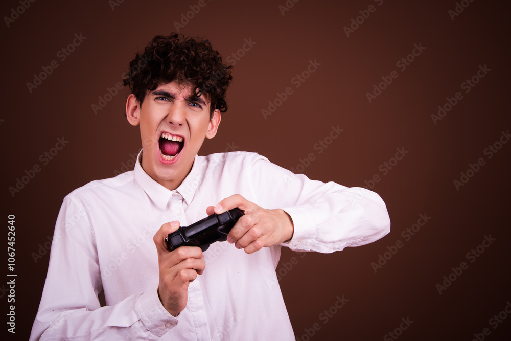 Young attractive student posing in studio. Young attractive student posing in studio.