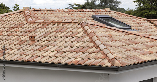 Obraz na plátně Toiture en tuiles d'une maison