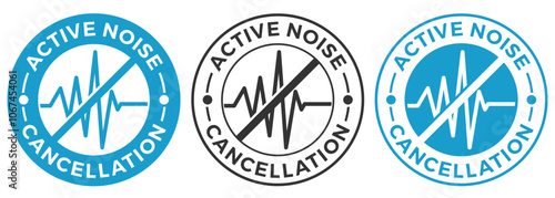 Active noise cancellation badge . Suitable for sound control and reducing information 