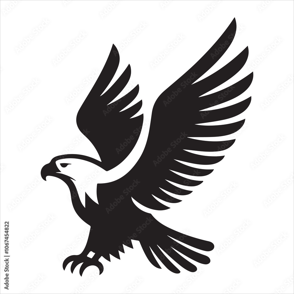Obraz premium Dynamic Avian Silhouette Black Illustrator Eagle Icon for Aerial Sovereignty