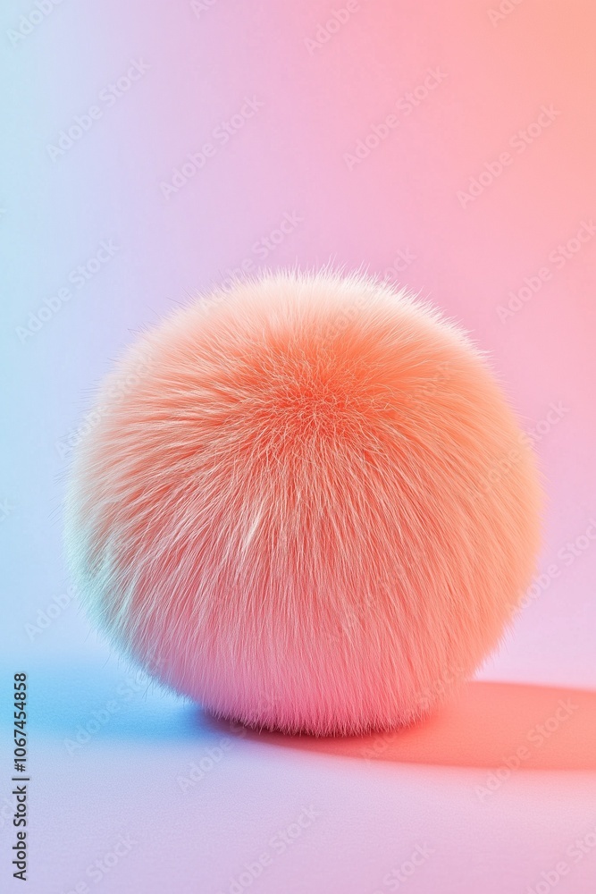 Fluffy pastel ball on a pastel background