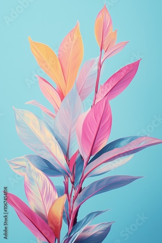 Obraz na płótnie Patel cordyline on a baby blue background w salonie