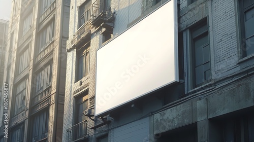 City mockup square white sign for commercial ad

 photo