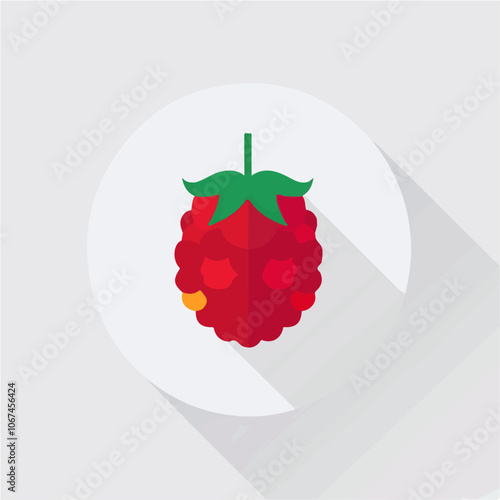 2D flat vector illustration raspberry fruit icon isolated on a white background.

