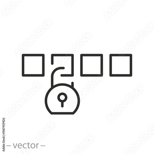 push code verification, 2fa authentication icon, security password, thin line vector illustration