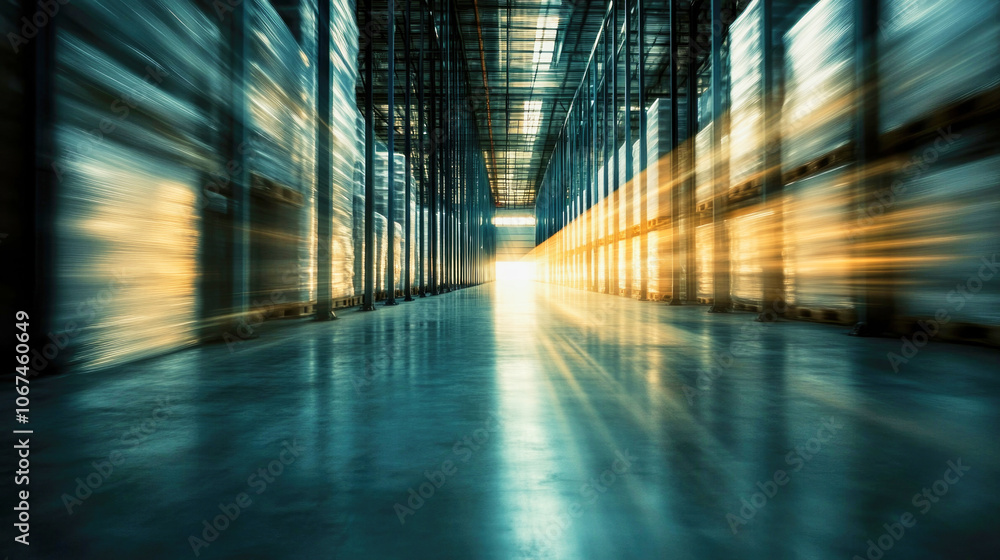 Abstract warehouse image with blurred lighting and shadows for a dynamic vibe Abstract warehouse image with blurred lighting and shadows for a dynamic vibe