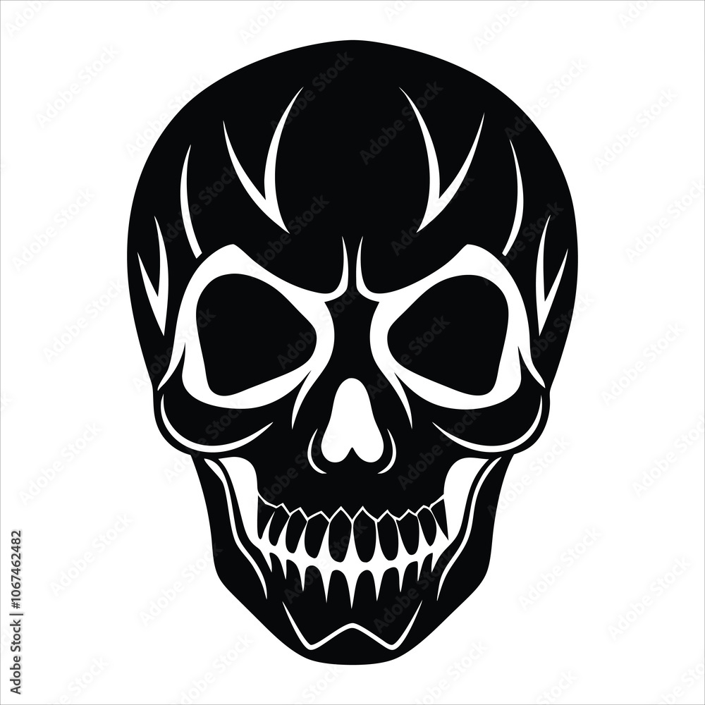 Obraz premium Halloween skulls simple silhouette vector art illustration icon logo
