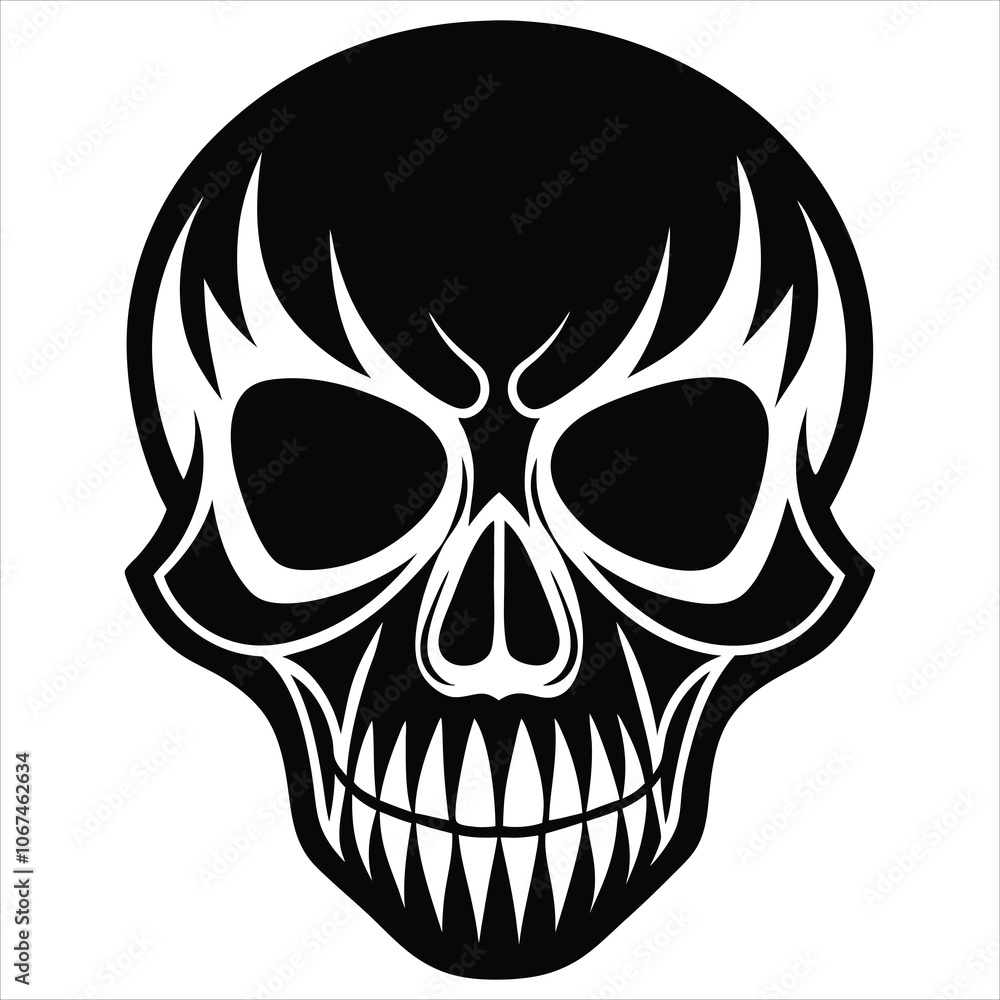 Fototapeta premium Halloween skulls simple silhouette vector art illustration icon logo