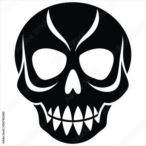 Halloween skulls simple silhouette vector art illustration icon logo