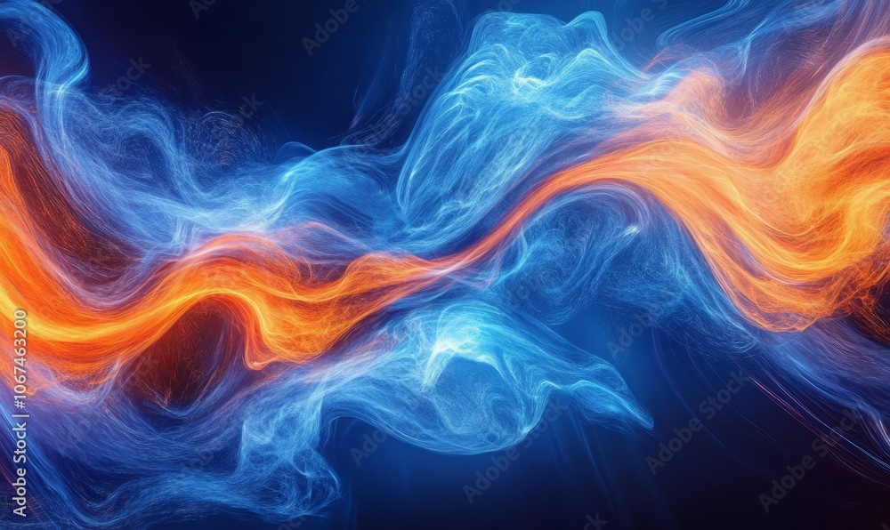 Dynamic energy flow with blue and orange electric currents Dynamic energy flow with blue and orange electric currents