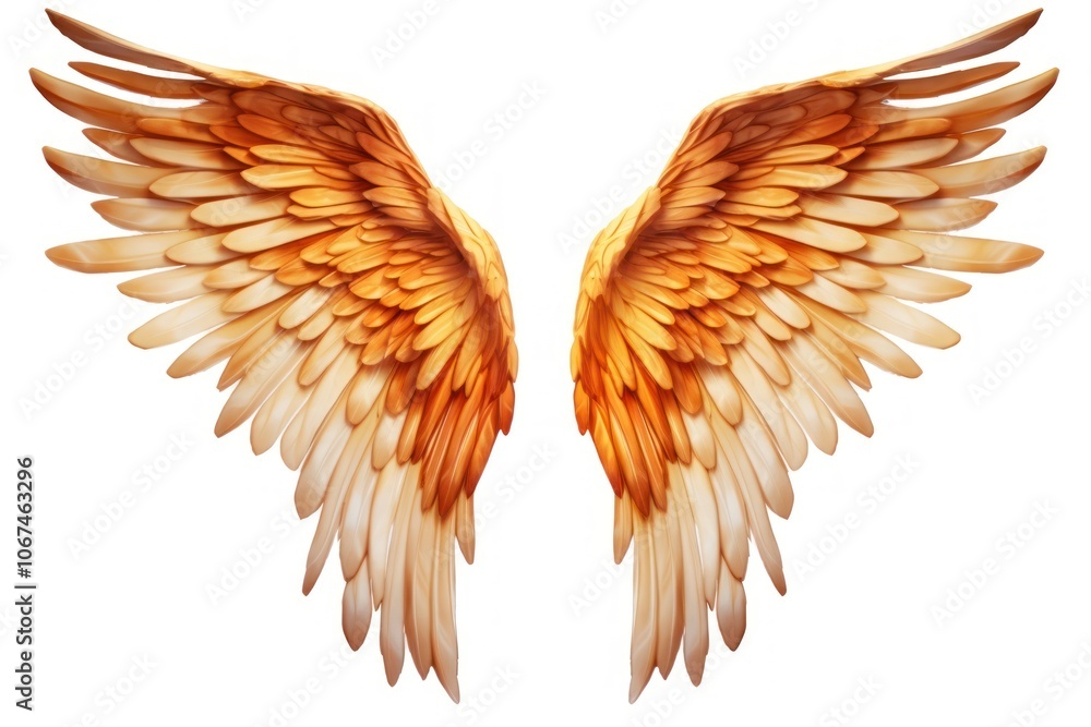 Obraz premium Phoenix wings angel archangel on white background.