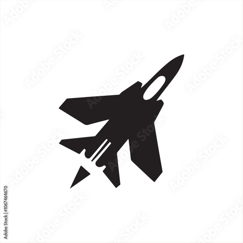 black silhouette of a military jet silhouette