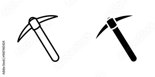 Pick axe icon. filled and line stroke icons