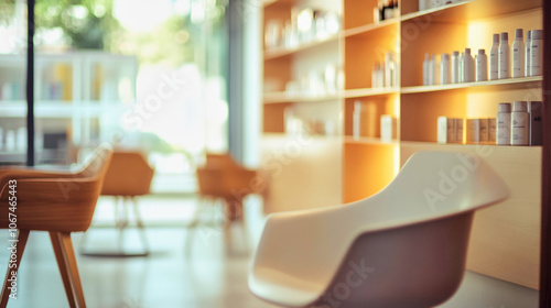 Modern pharmacy interior showcasing clean lines and stylish furniture during daylight