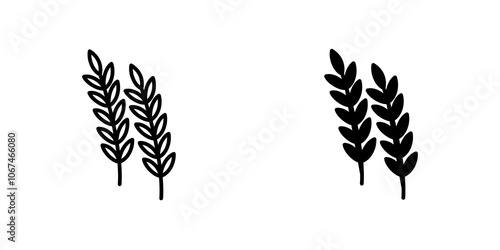 Wheat grain icon. filled and line stroke icons