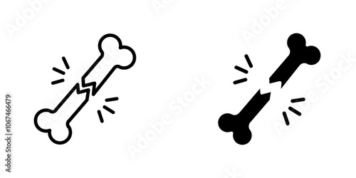 Broken bone icon. filled and line stroke icons