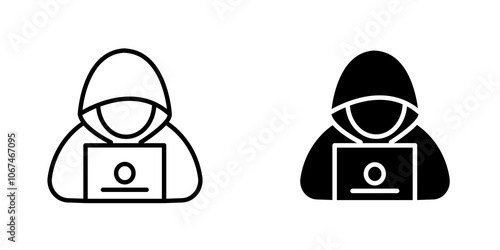 Hacker icon. filled and line stroke icons