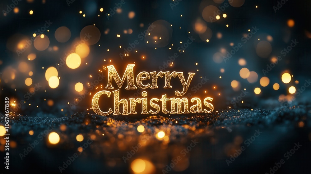 Golden letters Merry Christmas on dark holiday background Golden letters Merry Christmas on dark holiday background