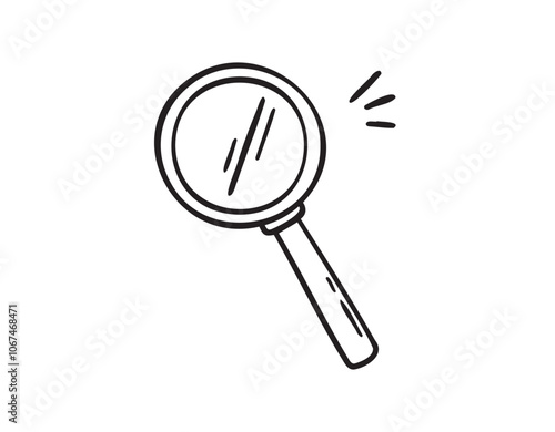 Magnifying glass hand drawn doodle icon. Search concept loupe vector illustration