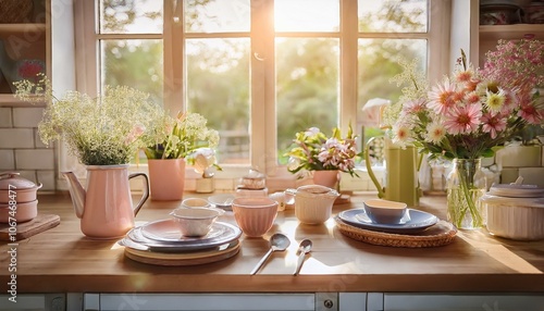 Charming Kitchen Bliss: Where Floral Elegance Meets Cozy Comfort