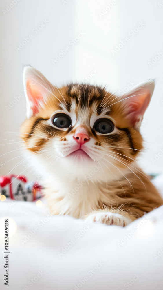 tiny kitten with big blue eyes gazes into the camera tiny kitten with big blue eyes gazes into the camera