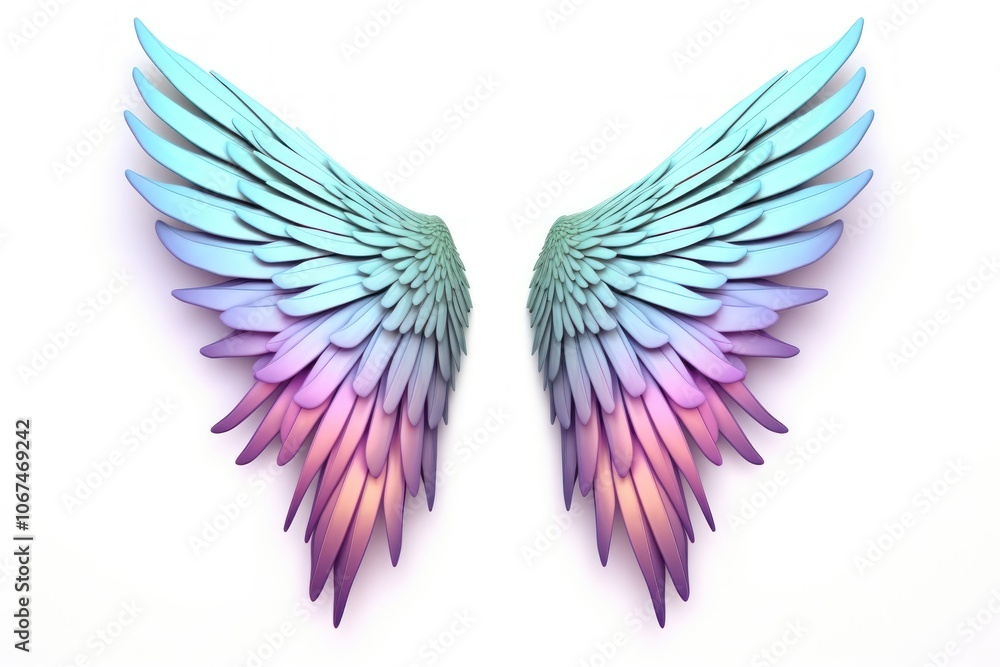 Bird wings iridescent accessory white background. Bird wings iridescent accessory white background.