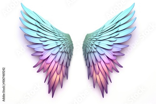 Bird wings iridescent accessory white background.