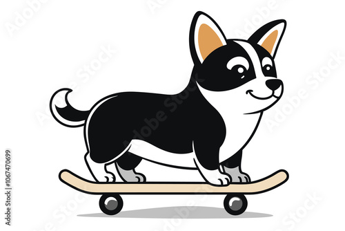 corgi rides a skateboard G.eps