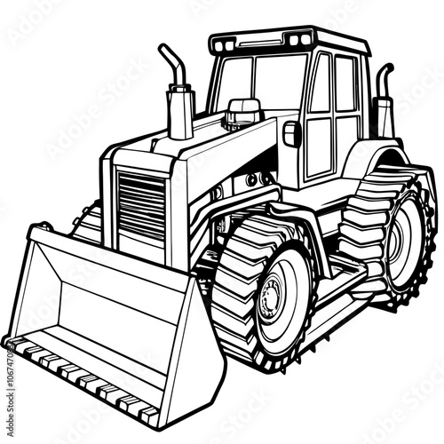 Modern Bulldozer on White Background