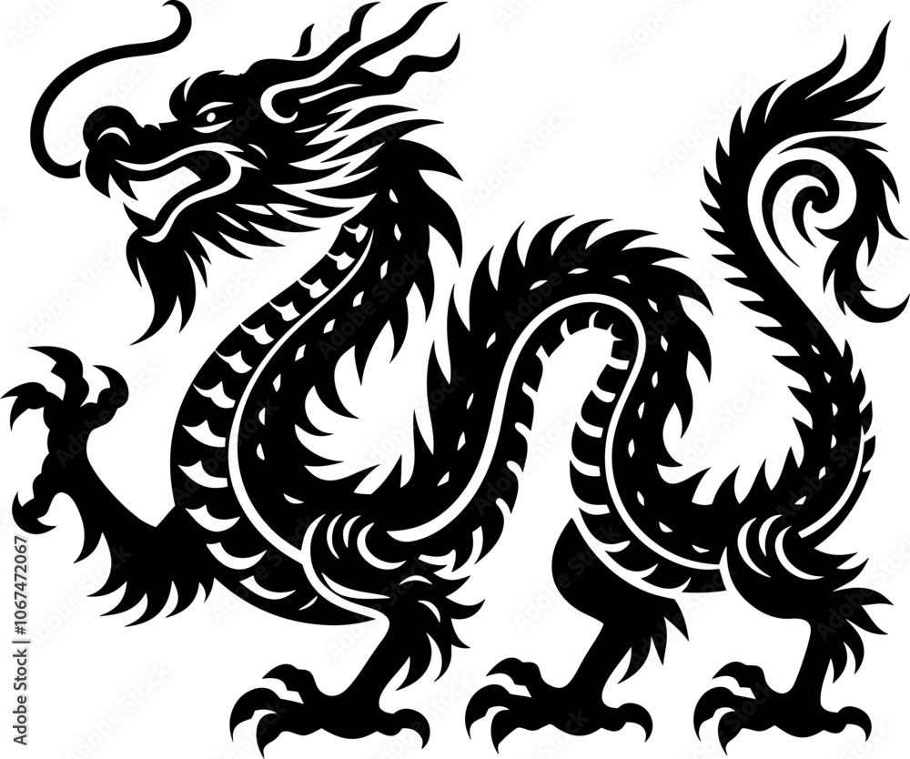 Dragon silhouette icon vector art illustration Dragon silhouette icon vector art illustration