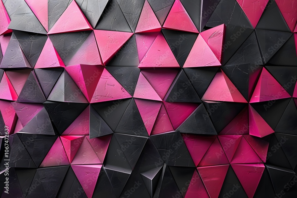 Vibrant Geometric Wall Art in Pink and Black Tones Vibrant Geometric Wall Art in Pink and Black Tones