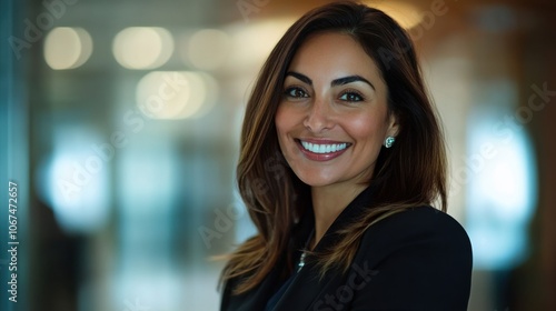 Wallpaper Mural Professional woman in a sleek office environment, smiling confidently, capturing elegance and office lifestyle Torontodigital.ca